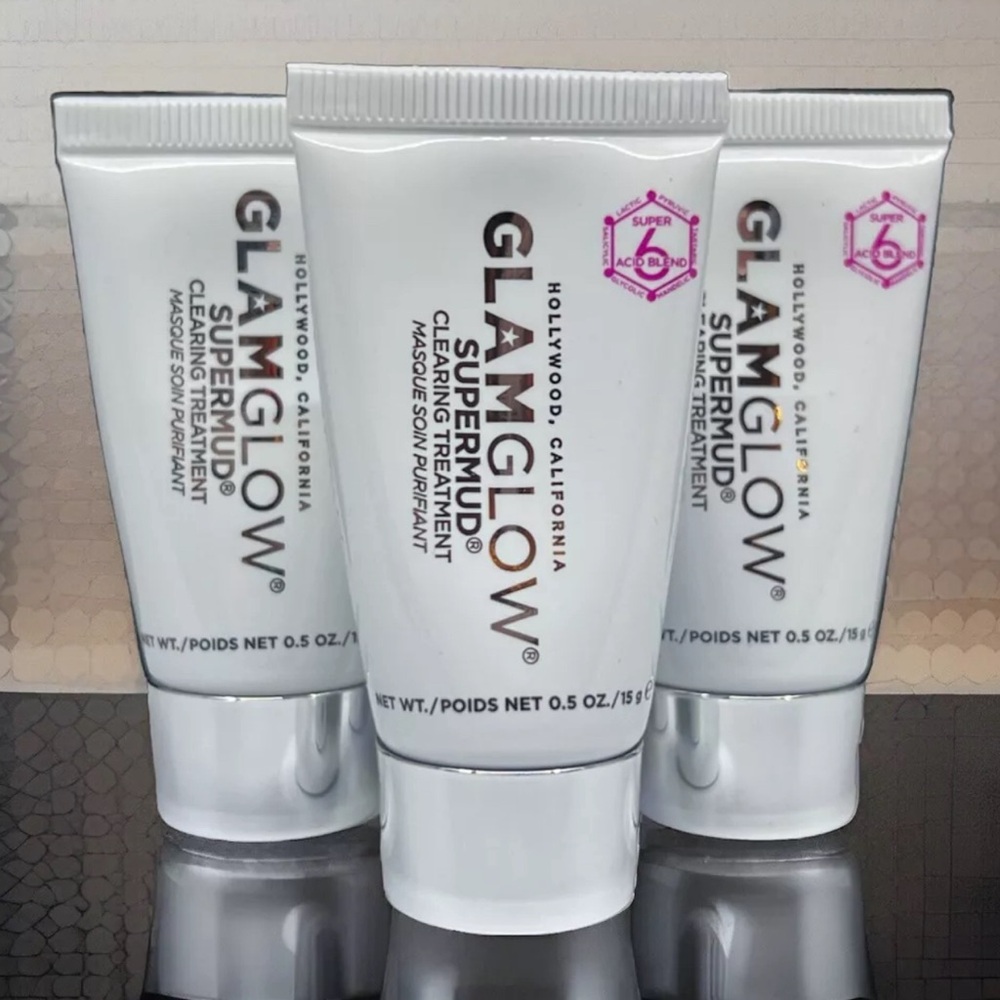 3X GLAMGLOW .5oz each = 1.5 oz total Supermud Clearing Treatment Mud Mask sealed